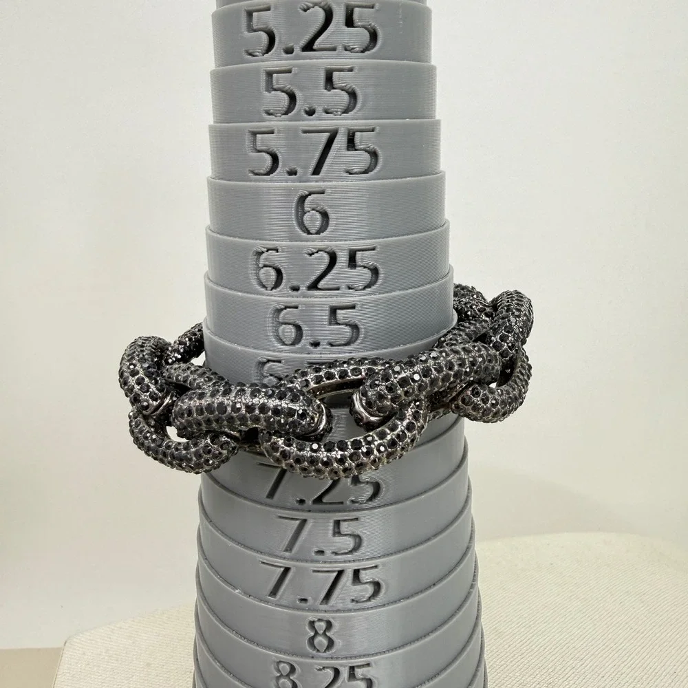 Chunky Link Bracelet Black Rhinestone Silver Tone Statement Bold‎ Sparkle
